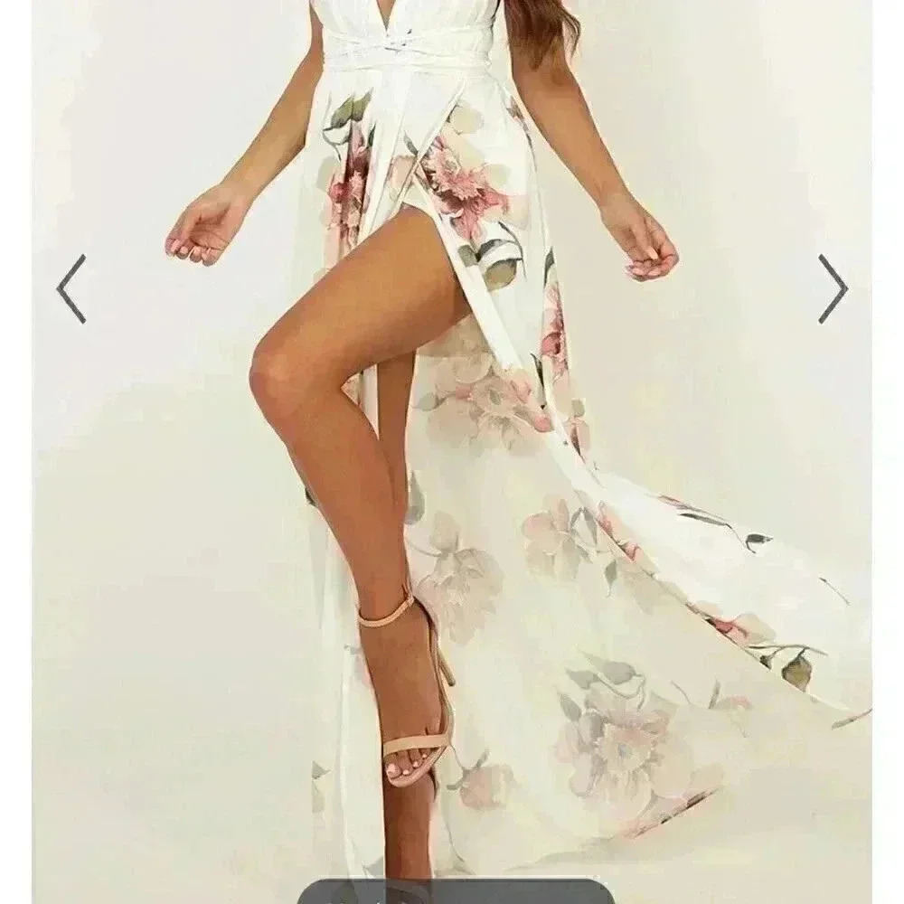 showpo shine through maxi dress in white floral - Picture 4 of 13